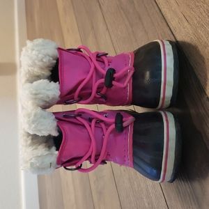 Sorel children's Yoot Pac nylon, waterproof boots, haute pink, size 9